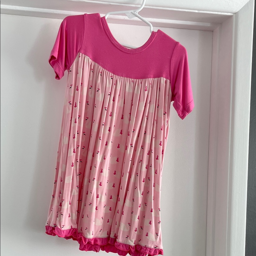 Kickee Pants Pink and Cream Kids Casual Dress